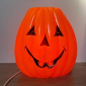 Vintage Blow Mold Pumpkin Light Plastic Home Decor Spooky Season JOL Halloween